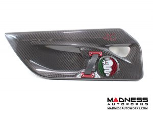 Alfa Romeo 4C Carbon Fiber Speaker Grill Covers - Alfa Logo in Italian Colors